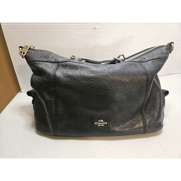 Coach Lennox Pebble Leather Black Satchel F59325 Handbag Purse AS IS - Picture 1 of 10